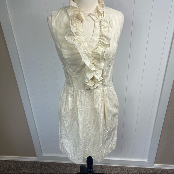 YELLOW Gingham Sleeveless Cotton Dress Size 12 - Picture 3 of 12